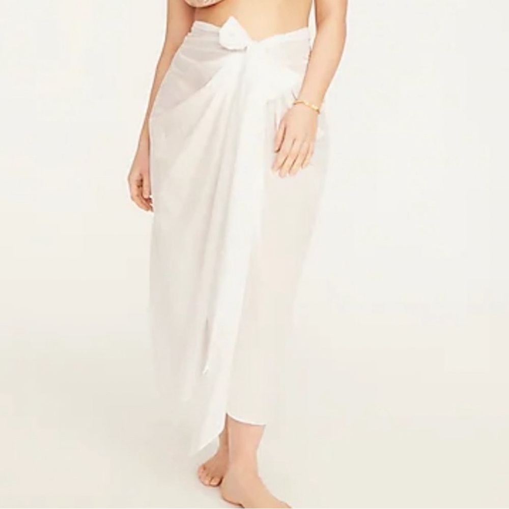 J. Crew Sarong / Swimsuit Coverup, Maxi Skirt Style, Gauzy Cotton, White, Sz L